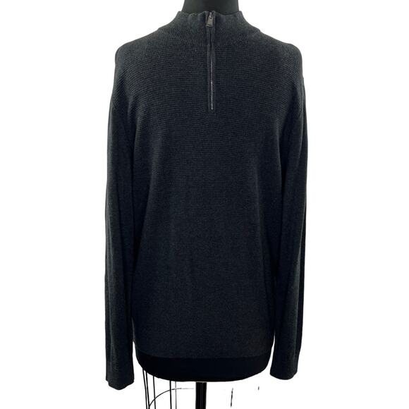 HUGO BOSS Dark Gray Slim Fit Extra Fine Merino Wool Pullover Knit Sweater Size M - Picture 1 of 7